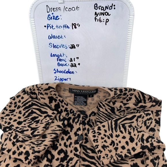 Nina Leonard Cheeta Print Cardigan Sweater Size S Lambswool Blend Lightweight - Picture 6 of 15